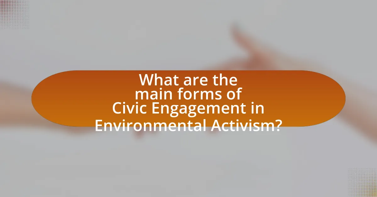 What are the main forms of Civic Engagement in Environmental Activism?